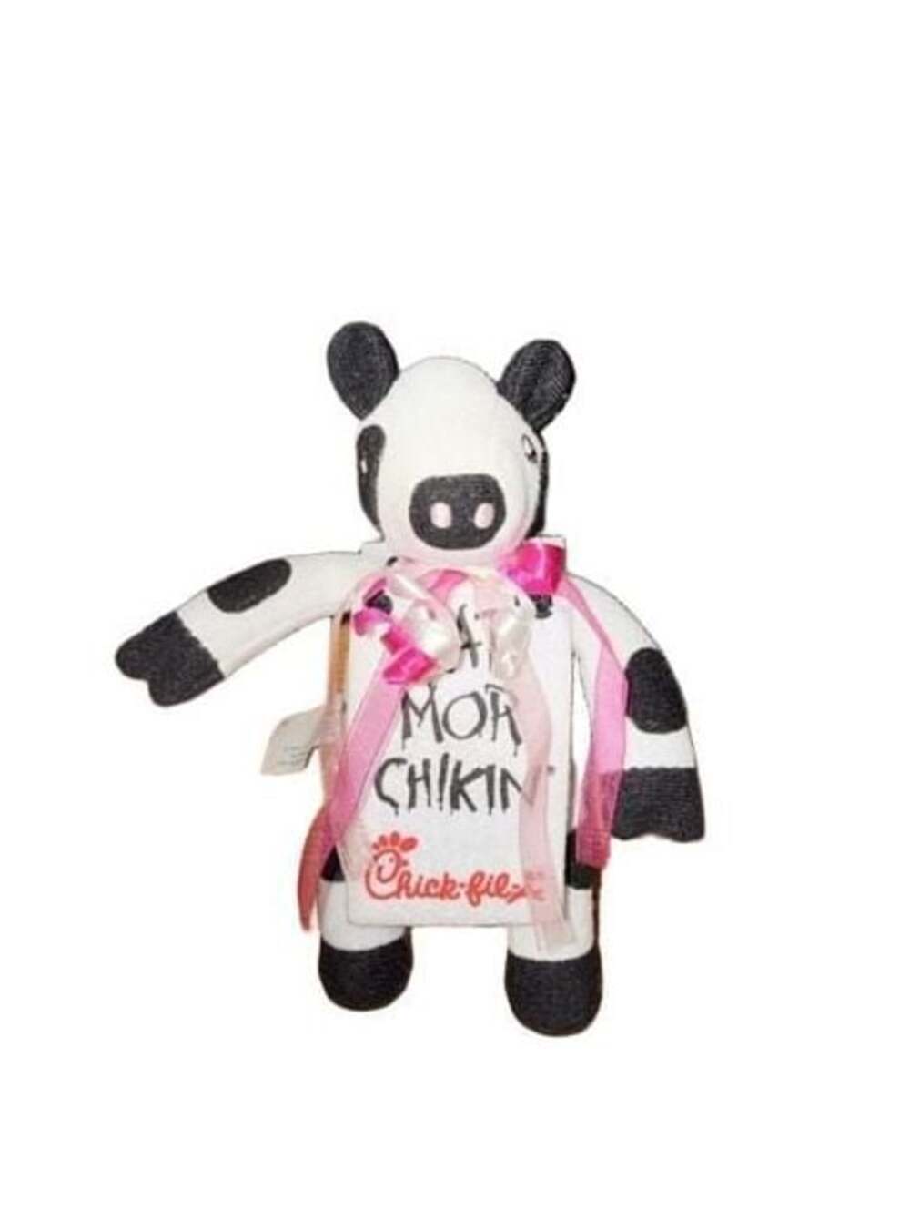 Chick-fil-A Cow Eat Mor Chikin Plush Stuffed Animal Toy with Pink Ribbon